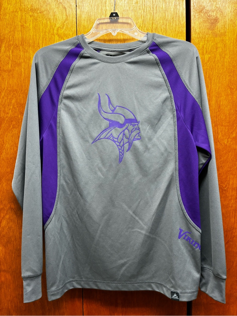 NFL Gray and Purple Vikings Long-Sleeve Performance Top